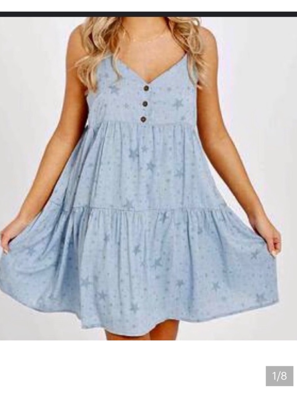 Altar'd State Light Blue Star Tiered Stella Sundress S